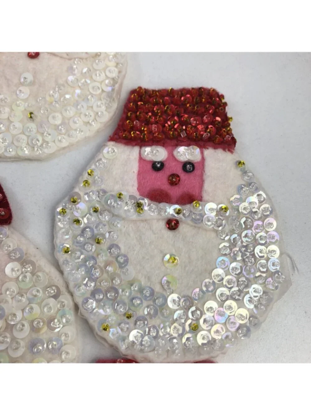 Set of 8 Vintage Christmas Santa Napkin Holders Rings Felt & Sequins